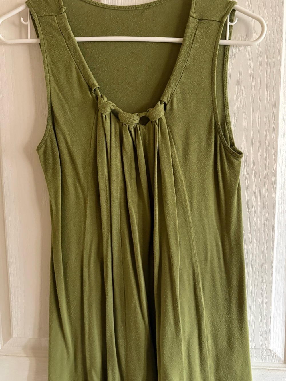 Knotted Front Olive Tank Top - Women's Sleeveless Tunic